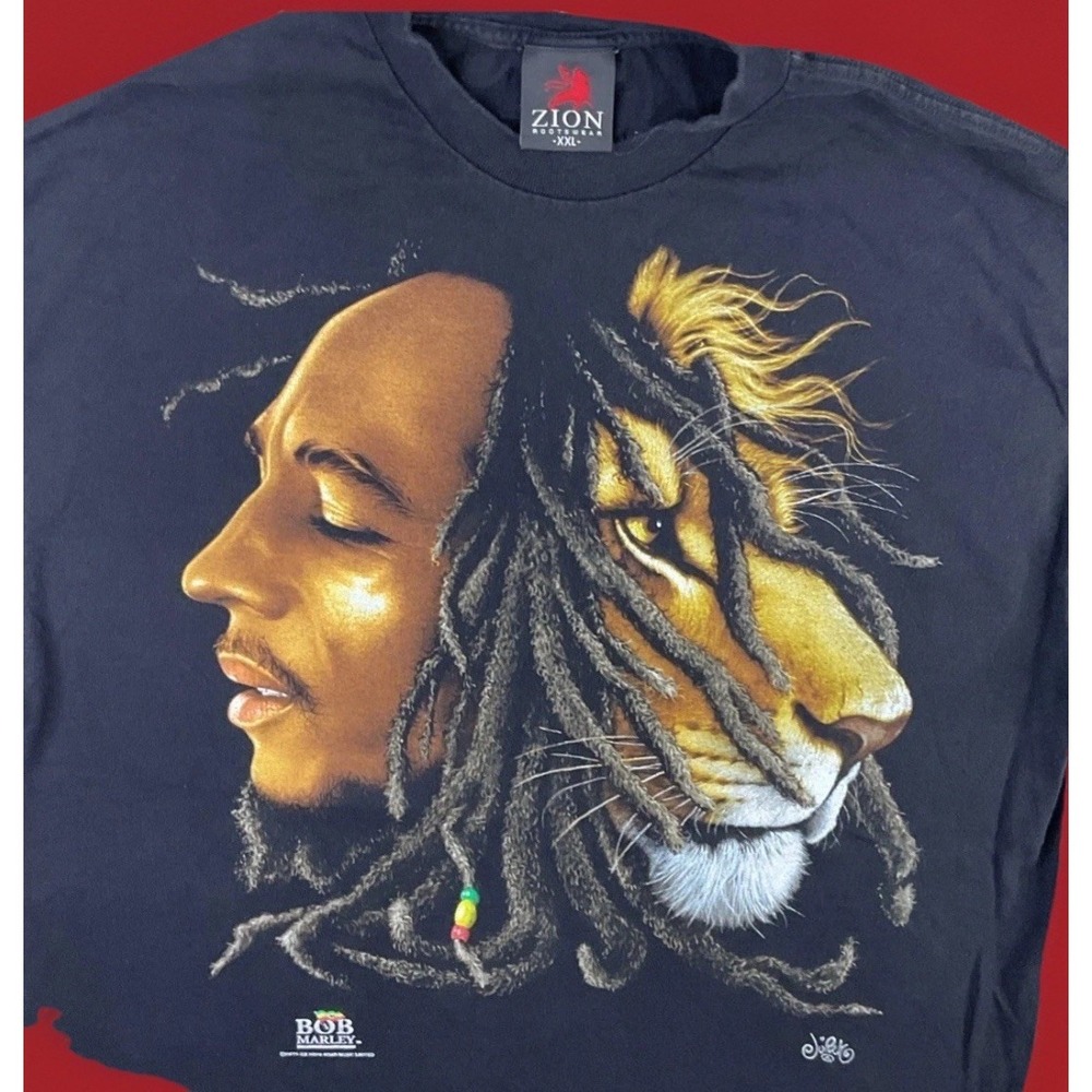 Bob Marley T Shirt Mens 2XL 90s Zion Rootswear Reggae 56‎ Hope Road Tee Vintage